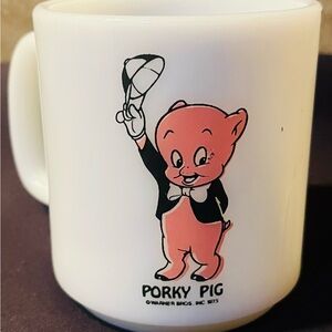 1973 Vintage Warner Bros Porky Pig Porcelain Milk 
Collectors Mug